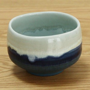 伸光窯 パステルジュレ 抹茶碗 ホワイト×ブルー [美濃焼 陶器 食器 日本製]