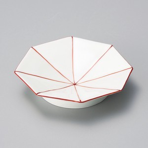 太白赤絵八角小皿(有田焼)  日本製