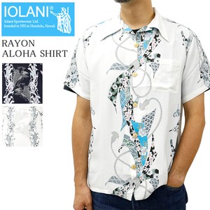 Button Shirt Rayon Tops Casual Japanese Pattern Men's Short-Sleeve
