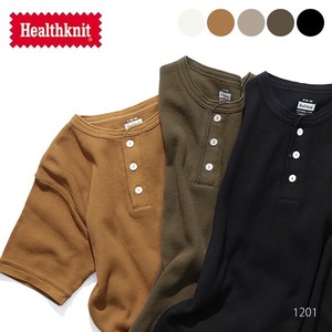 ヘルスニット【Healthknit】ファンクショナルファブリックワッフル ヘンリーネック半袖Tシャツ メンズ