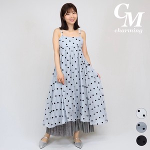 Casual Dress Printed Flocking Finish One-piece Dress Polka Dot NEW