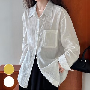 Button Shirt/Blouse Oversized Spring/Summer Linen-blend Washer