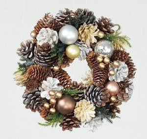 【予約販売】［2024ｸﾘｽﾏｽ］彩か｜Saika　Silver gold Ball Wreath S