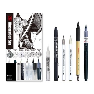 くれたけ 筆ペン ジグ イラストレーション 6本セット ZIG ILLUSTRATION SET Brush pen INKT-23/6V