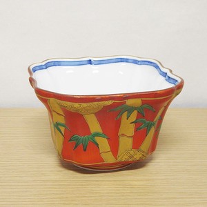 【SALE】日本製　有田焼　赤濃竹絵内廊閣　小鉢