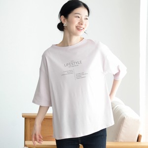 T-shirt Mini Pudding Cotton Cut-and-sew 5/10 length Made in Japan