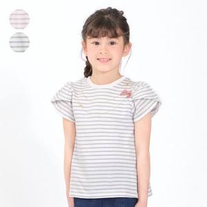 Kids' Short Sleeve T-shirt Necklace Embroidered Border Switching