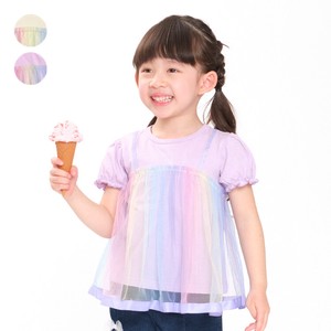 Kids' Short Sleeve T-shirt Tulle Rainbow Layered Tulle Camisole
