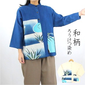 Button Shirt/Blouse Stand Collar Blouse Japanese Pattern