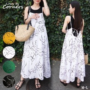 Casual Dress Flower Print Back Ribbon Camisole Summer Spring One-piece Dress New Color