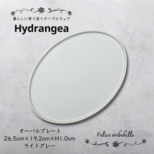 【Hydrangea ハイドランジア】 オーバルプレート 26.5cm ライトグレー 楕円皿 美濃焼 日本製 Felice