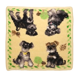 日本製シェニール織り タオルハンカチ ハンドタオル ペット愛犬アニマル　シュナウザー
