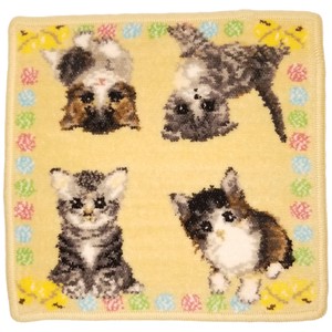 日本製シェニール織り タオルハンカチ ハンドタオル ペット愛猫アニマル　ネコ
