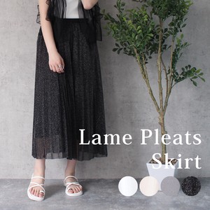 Skirt Bottoms Waist Tulle Sheer Lame-pleated 2024 Spring/Summer