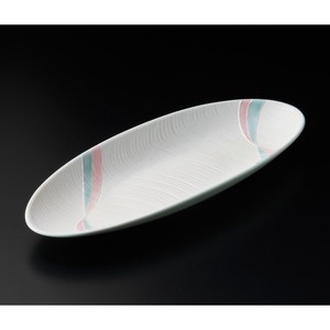 二色結びパール楕円長皿(有田焼)日本製