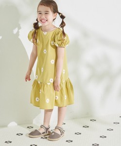 儿童洋装/连衣裙 泡泡袖 刺绣 洋装/连衣裙 花卉图案