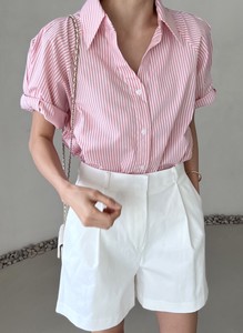 Button Shirt/Blouse Volume Stripe 2024 Spring/Summer