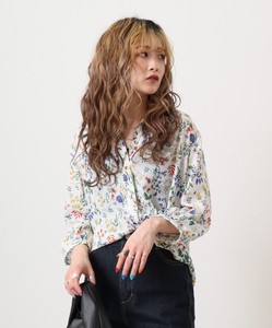 Button Shirt/Blouse Flower Print Georgette 【2024NEW】