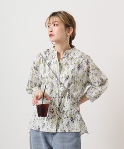 Button Shirt/Blouse Gathered Blouse Cotton Linen Printed 【2024NEW】