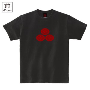 【インバウンド/京都】　メンズ和柄家紋Tシャツ　朝倉三ツ盛木瓜