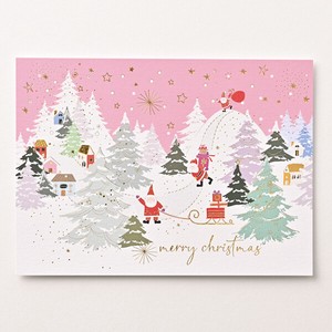 クリスマスサンタイラストポストカード ★人気商品 ■たくさんのサンタ ■罫線付 ■輸入品
