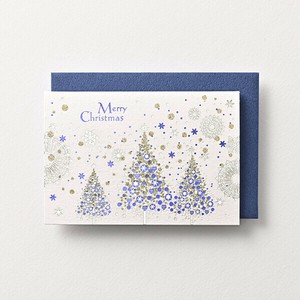 クリスマスミニカード ★ロングセラー ■箔押し、グリッター付 ■クリスマスツリー ■二つ折り無地中紙付