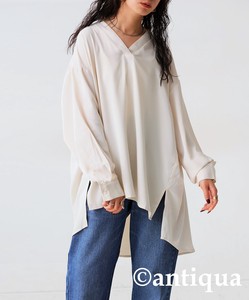 Antiqua Button Shirt/Blouse Design Long Sleeves V-Neck Tops Ladies' NEW