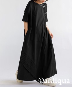 Antiqua Casual Dress Design Long One-piece Dress Ladies' Short-Sleeve NEW