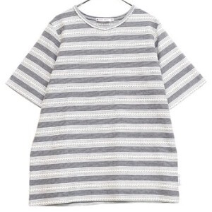 T-shirt Accented T-Shirt V-Neck Border 5/10 length Made in Japan