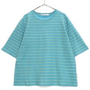 日本製 バイカラーなみなみテクスチャーTシャツ/五分袖 143418