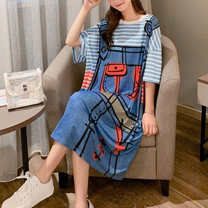 Casual Dress Pudding One-piece Dress Border NEW