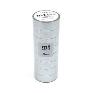 マスキングテープ 高輝度シルバー 15mm幅×7m巻 8個セット MT08P533