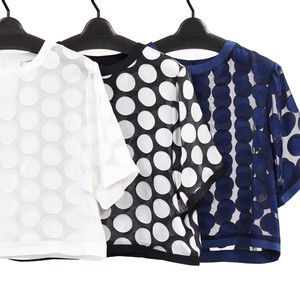 Button Shirt/Blouse Pullover Polka Dot Sheer Made in Japan