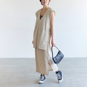 Casual Dress Nashiji Side Slit Vest V-Neck Tight Skirt 【2024NEW】