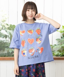 ScoLarスカラー　：イチゴと花ハートプリントTシャツ