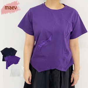 maev【2024新作】5月新作 切り替えTシャツ トップス Tシャツ カットソー ゆったり M〜LL