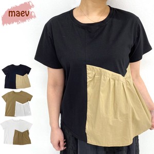 maev【SALE!! 卸価格から、更に20％OFF】5月新作 フリル切り替えTシャツ トップス Tシャツ カットソー