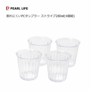杯子/保温杯 洗碗机对应 餐具 直条纹 透明 280ml 4个 日本制造