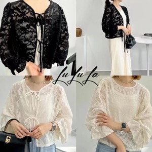 Button Shirt/Blouse Oversized Spring/Summer Lace Blouse Sheer 2024 NEW