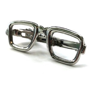 日本製 ネクタイピン タイバー 眼鏡 メガネ　シルバーニッケル