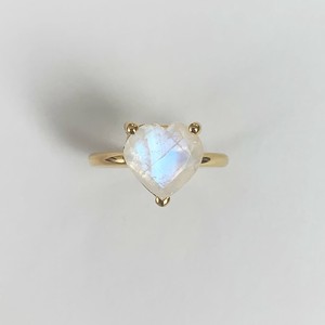 Silver-Based Pearl/Moon Stone Ring Rainbow