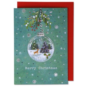 クリスマスカード ★人気商品 ■グラスボール ■中にもイラスト付 ■輸入品