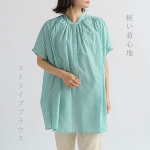 Button Shirt/Blouse Stripe Tunic Blouse 【2024NEW】