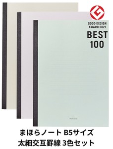 日本製 mahora（まほら） 【目にやさしいノート】 セミB5 太･細交互横罫 3色×5冊セット