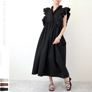 Casual Dress Ruffle Sleeveless T/N Taffeta One-piece Dress 【2024NEW】