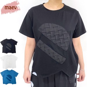 maev【2024新作】格子編みデザインTシャツ トップス Tシャツ カットソー ゆったり M〜LL