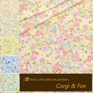 有輪商店 YUWA シャーティング ”Corgi & Fox” [A:Pink] / 全5色 / 生地 布 /CO829824