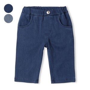 Kids' Short Pant Plain Color Indigo Simple 6/10 length