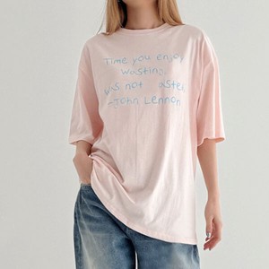 【トップス】綿　レタリング　ル−ズフィット　半端袖　トップス　Tシャツ　Lettering T-shirt