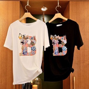 【2024春夏新作】BフラワープリントシルケットTシャツ